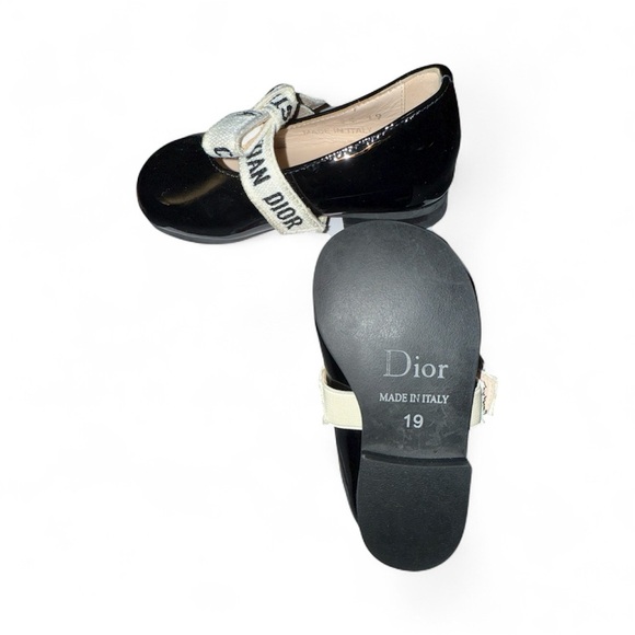 Dior Black Baby Shoes with Cream Bow - Picture 7 of 7